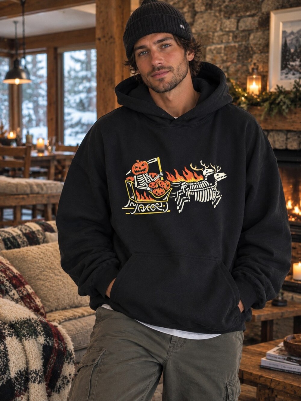 Halloween Christmas Black Hoodie
